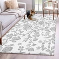 thumbnail image 3 of 2.7x5 Area Rugs, Boho Gray Flower Non-Skid Rubber Backing Large Rectangle Rugs - Living Room Bedroom Home Office, Vintage Farmhouse Leaf Spring Plant Indoor Floor Mat Carpets Washable Rug, 3 of 9