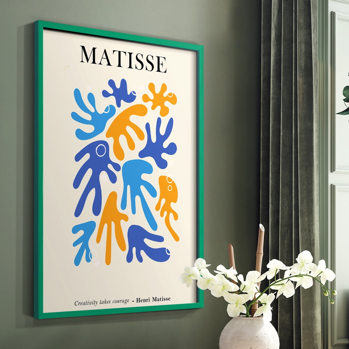 Matisse CDLXXIX in Green Solid Wood Framed Print No Nail Hanging