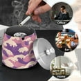 thumbnail image 4 of Yayeee Ashtray with Lid for Cigarette Smokeless Stainless Steel Home Ash Holder, Purple Wave Pattern, 4 of 7