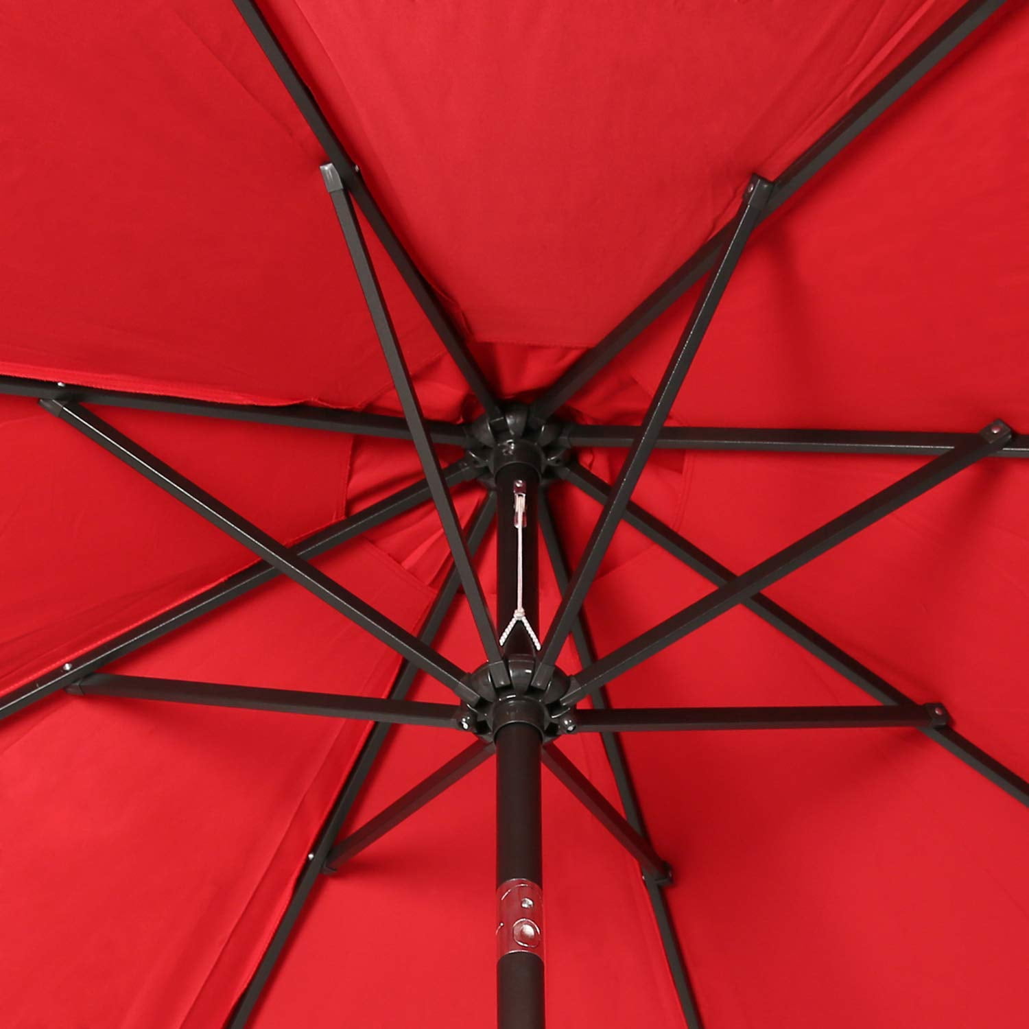 Ulax Furniture 9 Ft Outdoor Umbrella Patio Market Umbrella Aluminum with Push Button Tilt&Crank, Sunbrella Fabric, Umbrella Cover Included, Jockey Red