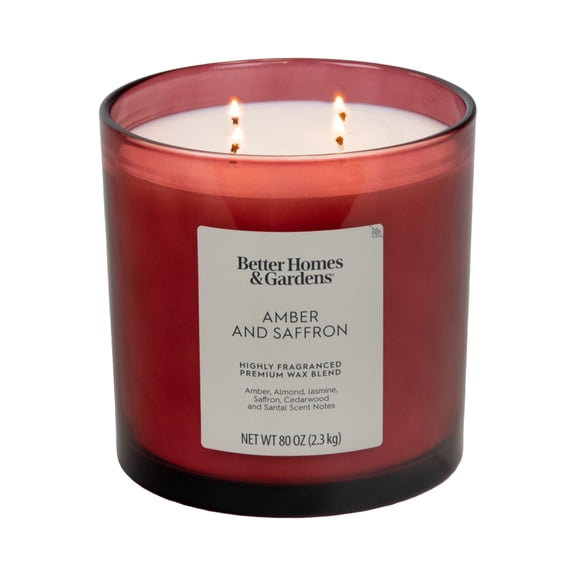 Better Homes & Gardens Amber and Saffron Scented 4-Wick Large Oversized Jar Candle 80oz.