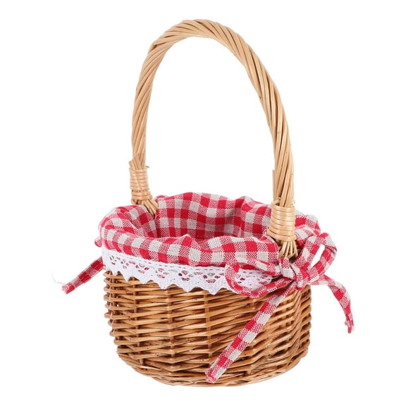 HONITANO 1 Set Decorative Basket With Handle Willow and Rattan for Home Decor and Outdoor Party 23.00X14.00X14.00cm
