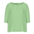 thumbnail image 5 of Womens Clothing Homenesgenics Womens Tops under $5 Women's Casual Loose Solid Color Pullover Short Sleeved Round Neck Tops/shirt Green M, 5 of 6