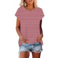 thumbnail image 2 of Mujeres de Manga Corta Tops Casual Cuello Redondo Impresión Blusa Poliéster Ligero Top, Camisa de las Señoras de la Moda para el Hogar Diario Y el Uso Cómodo, 2 of 9