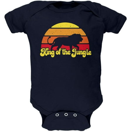

King Of The Jungle Lion Retro Sun Soft Baby One Piece Navy 18-24 M