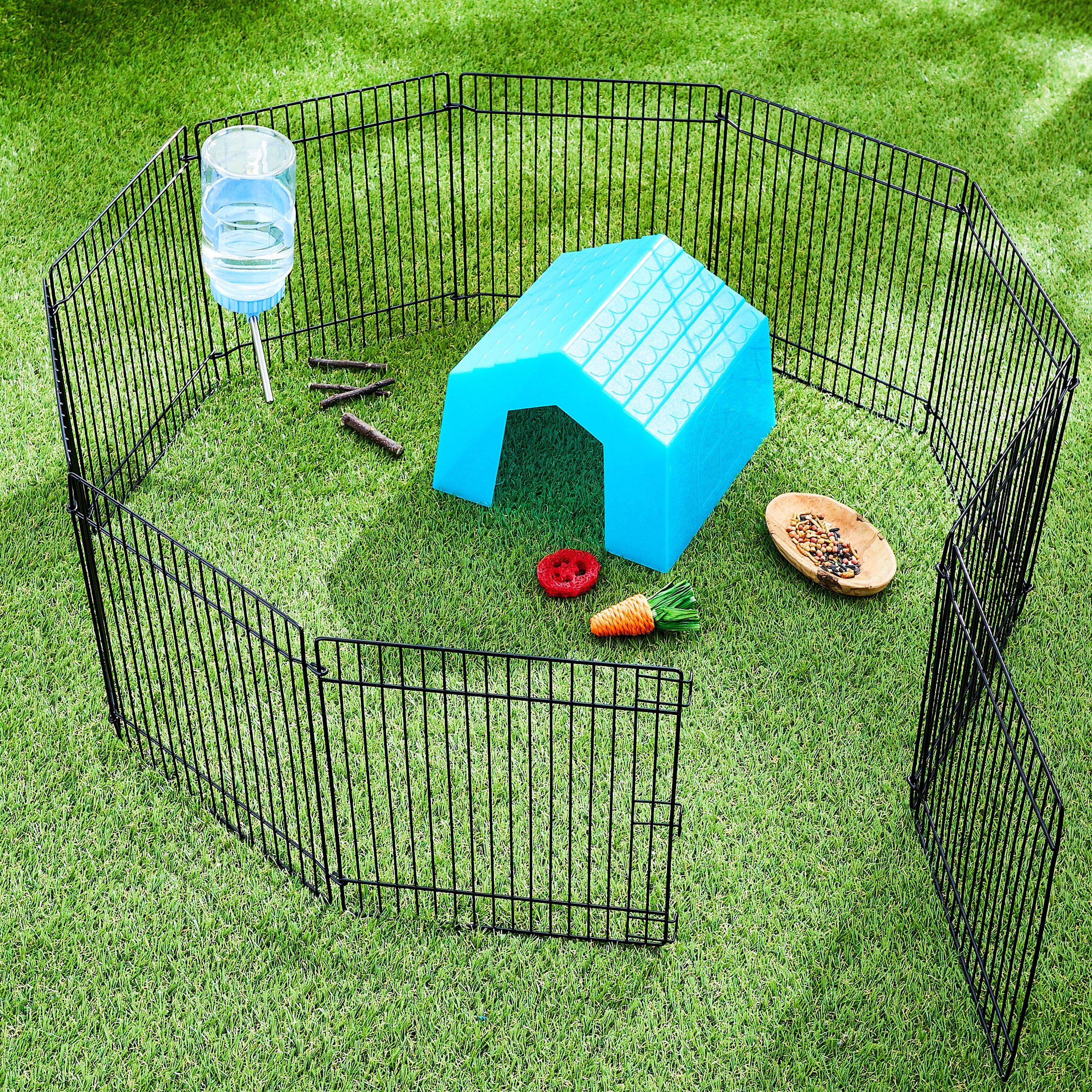 Vibrant Life Small Animal Metal Wire Foldable Playpen, Black, 10" x 9", 10 Panels