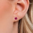 thumbnail image 3 of Gem Stone King 14K White Gold Red Ruby Women Stud Earrings with Comfort Back (1.10 Cttw, Gemstone Birthstone, Round 5MM), 3 of 6