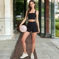 thumbnail image 2 of Women's High-Waisted Ribbed Shorts with Crisscross Back Detail - Large, Black, 2 of 7