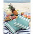 thumbnail image 3 of Pack of 2 Outdoor Pillow Covers, Teal Striped Texture Waterproof Square Throw Pillowcase Cushion Decorative Pillow Covers for Couch Patio Tent, 26x26 in, 3 of 6