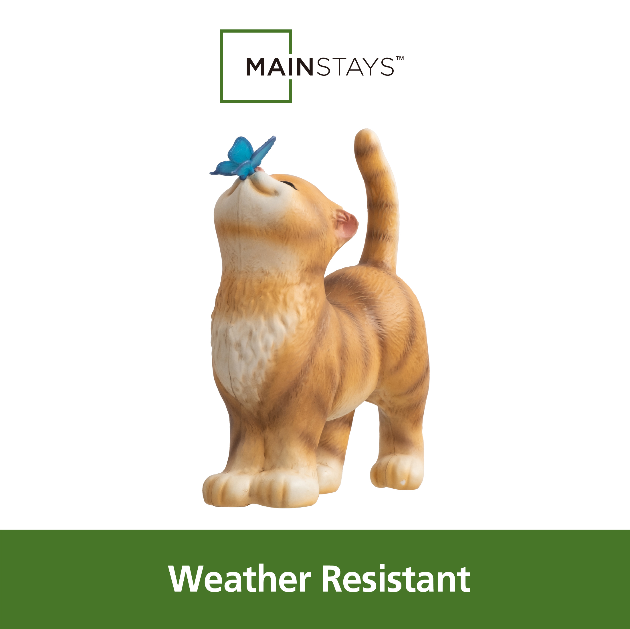 Mainstays Weather-Resistant Cat Garden Statue with Butterfly