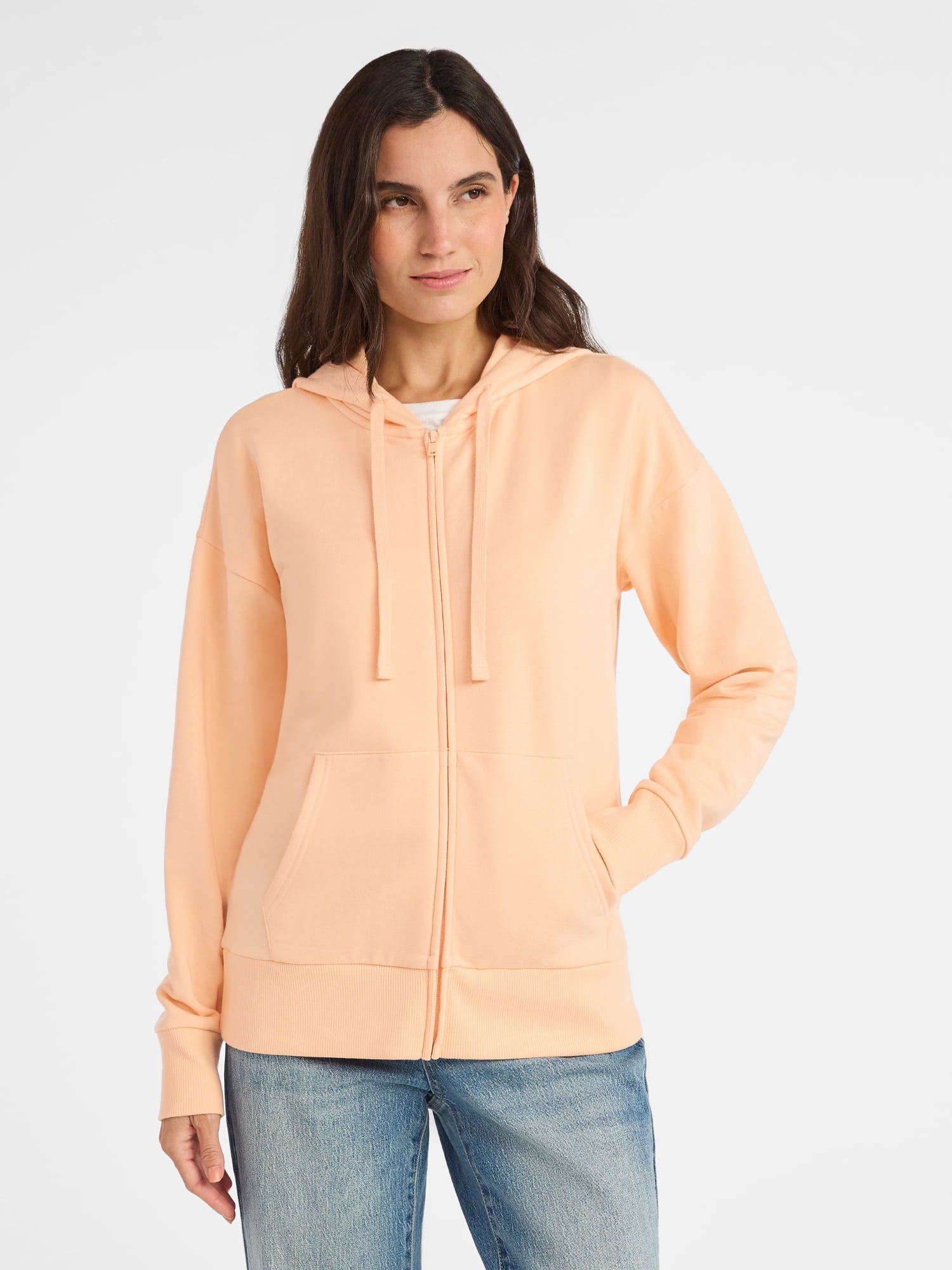 Time and Tru Women's and Women’s Plus Zip Front Fleece Hoodie Jacket, Sizes XS-4X