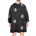 thumbnail image 2 of Wearable Oversized Blanket,Black Star Moon Planet Pattern Wearable Blanket Hoodie for Adults,Cozy Hooded Blankets with Super Pockets,Super Warm Fuzzy Pullover for Women & Men, 2 of 6