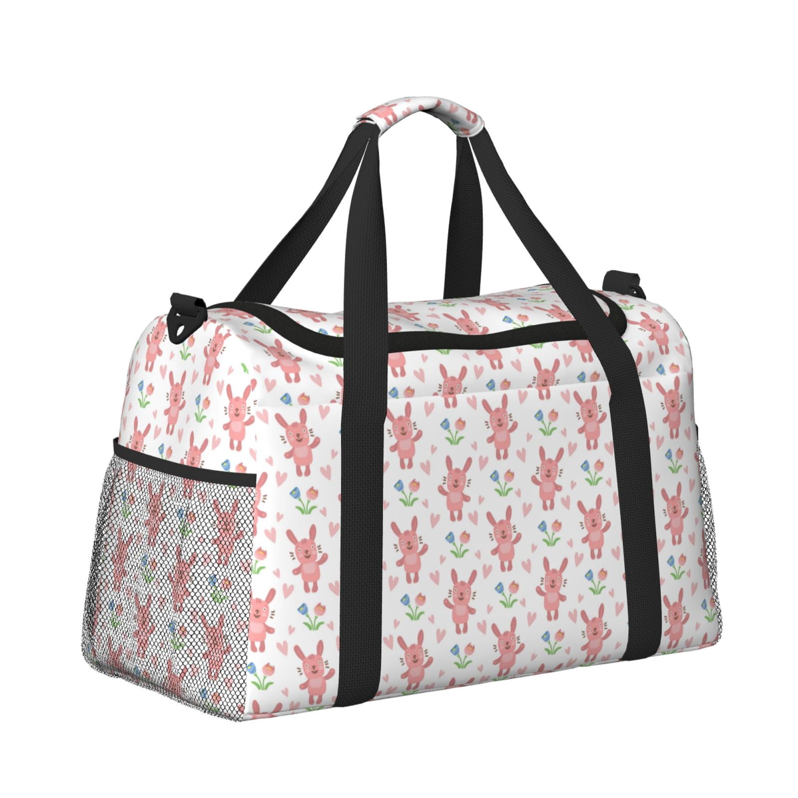 Fuzoiu Hello Rabbit Print Travel Duffle Bag,Carry On Tote Bags,Duffel Bag,Sport Gym Bag, Hospital Bag for Labor and Delivery, Overnight Bag,Luggage Bag