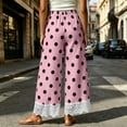 thumbnail image 6 of Tqcoqu Women's Polka Dot Wide Leg Pants,Drawstring Elastic Waist Lace Hem Casual Y2K Long Trousers with Side Pockets, 6 of 8