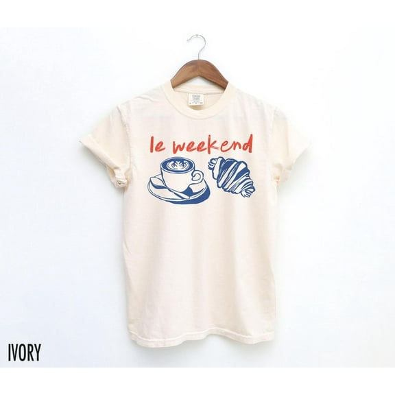 Weekend Shirt, Coffee Tshirt, Croissant Shirt, French T Shirt, Weekending T-Shirt, Retro Graphic Tee, Vintage Aesthetic, Le Weekend, Women