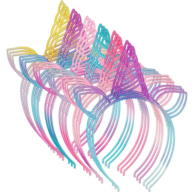 Diademas de unicornio URSKYTOUS para fiesta de cumpleaños de niñas, 18 unidades
