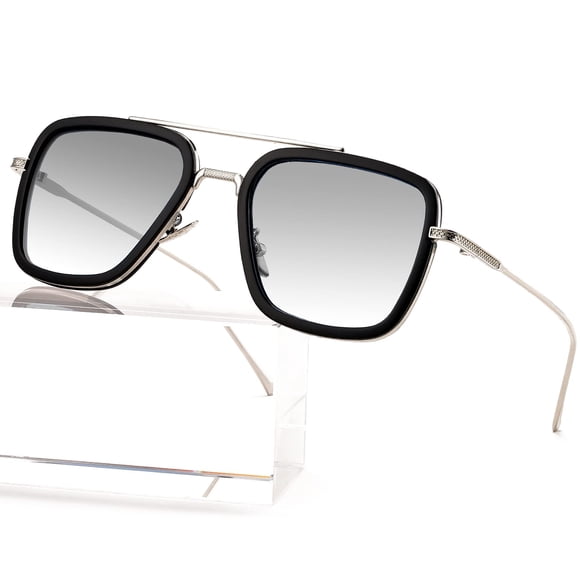 AIEYEZO Tony Stark Sunglasses Vintage Square Metal Frame Eyeglasses for Men Women - Iron Man and Edith Sun Glasses (Tony Stark Same Color)