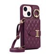 thumbnail image 5 of Case for iPhone 13 6.1 inch, Detachable Crossbody Strap & Lanyard Wallet Case with Card Slots, 360° Stand Ring Kickstand Flip PU Leather Protective Cover for iPhone 13, Deeppurple, 5 of 9