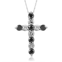 Pompeii 2 1/4cttw 10k White Gold Black & Diamond Cross Pendant (1 inch tall) Necklace