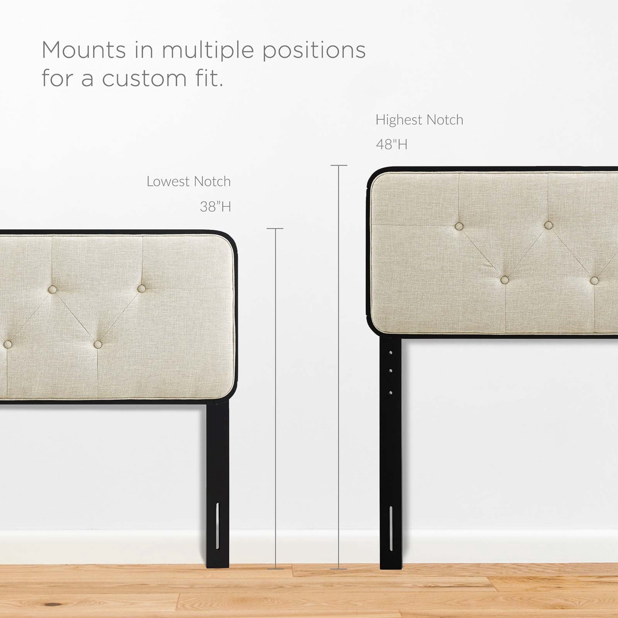 Ergode Collins Tufted Full Fabric and Wood Headboard - Black Beige