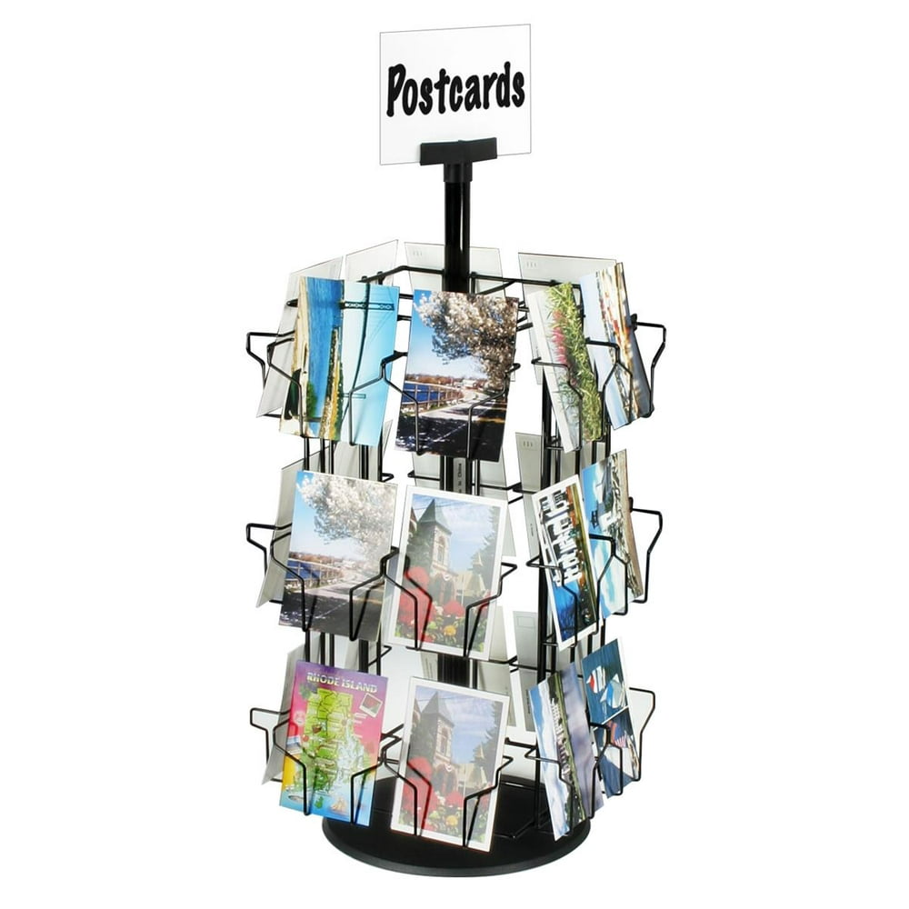 Displays2go Post Card Display Stand With 24 Pockets For Countertop Use ...