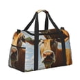 thumbnail image 2 of Fotbe Daisy Flower Field Cow Bolsa de Viaje con Estampado, Bolsa de Fin de Semana para Mujer con Compartimento para Zapatos, Bolsa de Gimnasio con Bolsillo Húmedo, 2 of 7