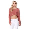 thumbnail image 1 of Yemak Women's Long Sleeve Knit Cropped Sweater Pullover with Hoodie KC009-L.ORANGE-M/L, 1 of 5