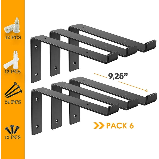 Shelf Brackets with Lip 10” x 6” (6pcs) Floating Shelf Bracket Heavy