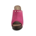 thumbnail image 2 of BLISSFUL STEP Women's Shoes Platform Chunky Heels Open Toe Rivet Faux Suede Slides Sandals Hot Pink 9.5, 2 of 8