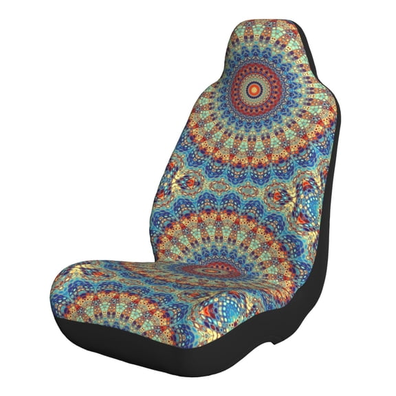 Xecao Round Mandala for Automotive Seat Covers for Cars Trucks and SUVs – Gray Car Seat Covers for Front Seats, Truck Seat Protectors-1