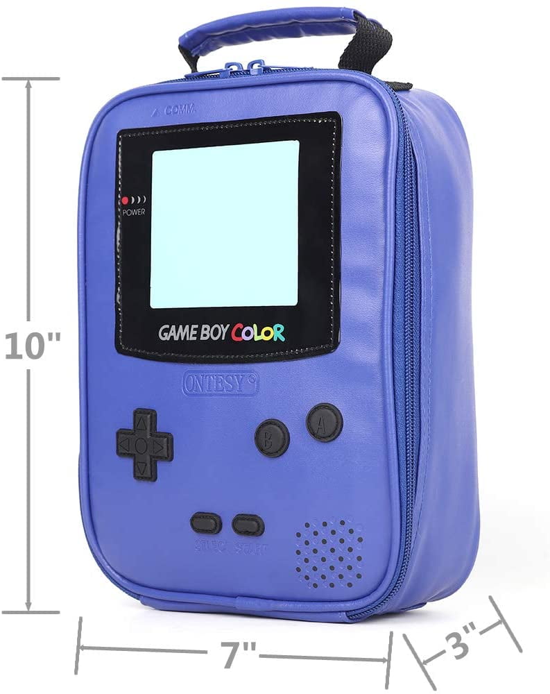 ONTESY Gameboy Leather Lunch Box Reusable Waterproof Thermal Insulated Cooler Bag Toy Bag for Boys Girls Kids Toddlers Teens Men Women Green 