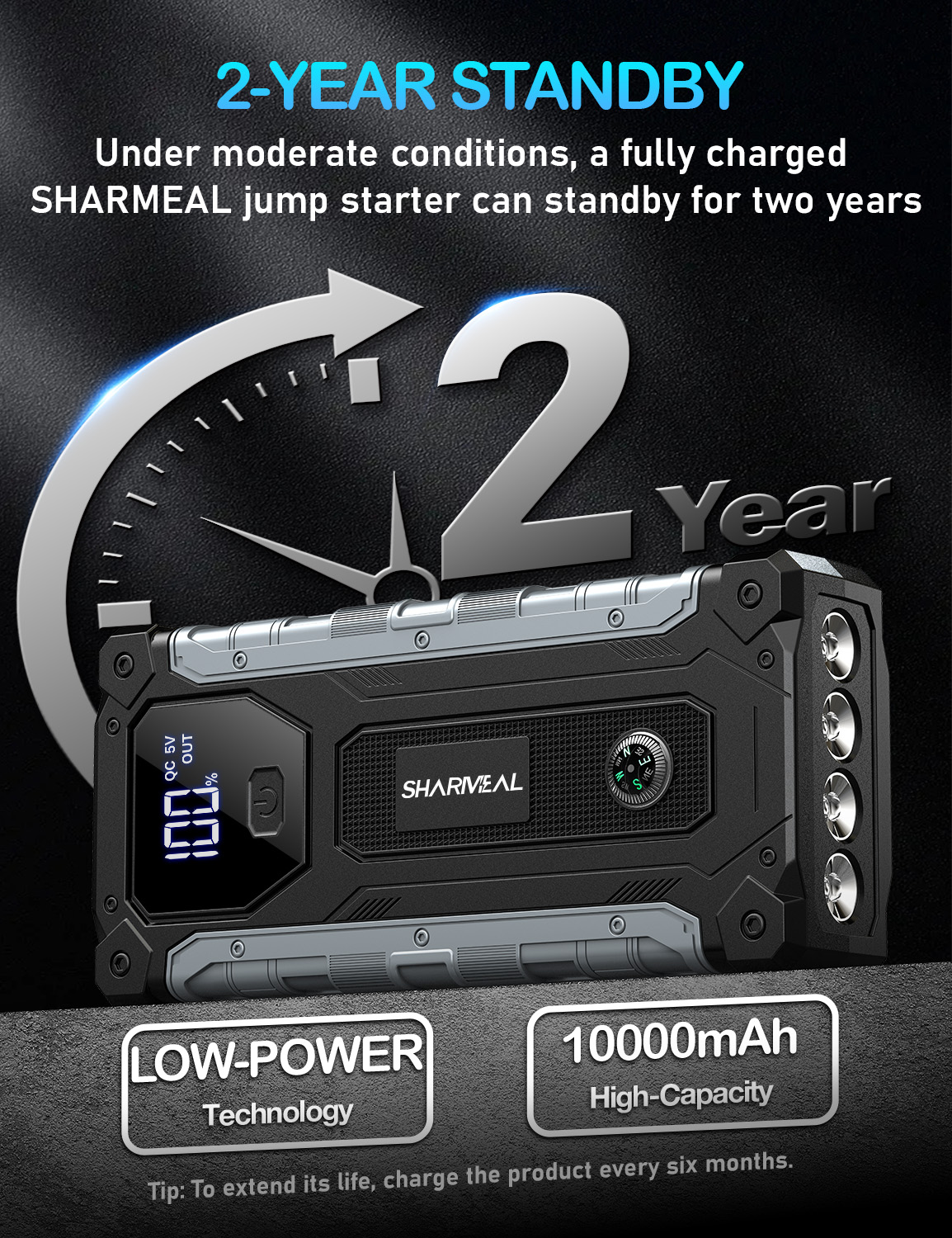 Sharmeal 7000A Portable Car Jump Starter with USB Ports photo 4