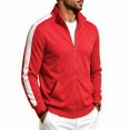 thumbnail image 6 of Men's Contrast Stripe Stand Collar Outerwear, Full Zip Long Sleeve With Front Pockets, Regular Fit, Multi Occasion Casual Jacket For Male, 6 of 6