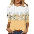 thumbnail image 2 of Bovemsi 2025 Women's Casual Short Sleeve Crew Neck T-Shirt – Basic Solid Color Summer Top, Yellow, XL, 2 of 5