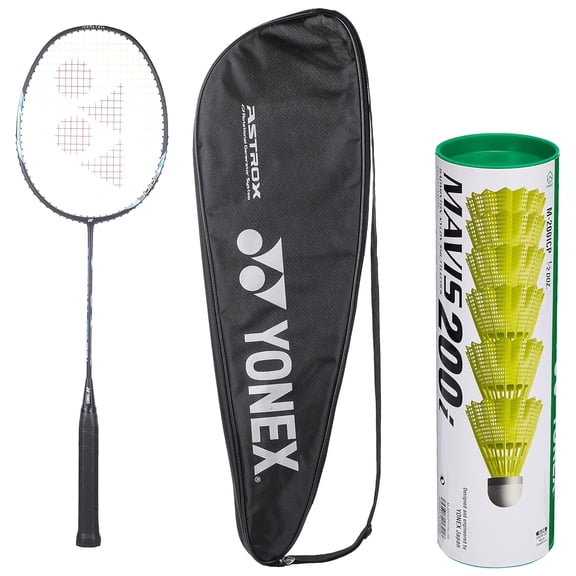 Yonex Badminton Racquet ASTROX LITE 27i G4, 77 Gm, 30 lbs Tension, Grip Size - 3 3/4 Inches   MAVIS 200i Shuttlecock, Material - Synthetic Cork Base & Nylon Skirt