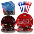 thumbnail image 1 of Juego de vajilla de fiesta Grencian Spider Birthday Serves 24, 1 of 7