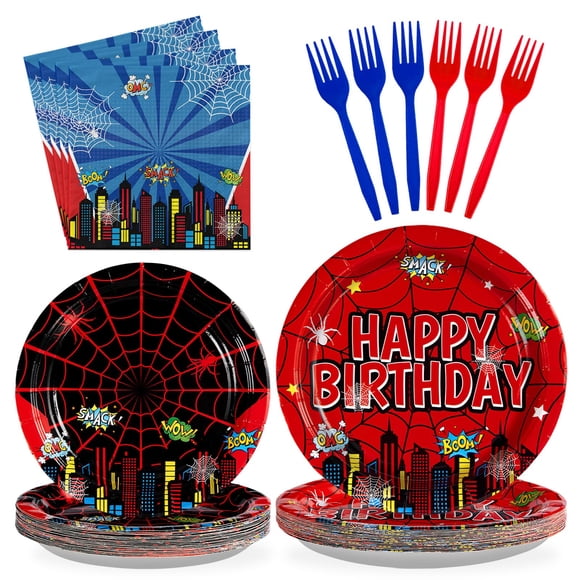 Juego de vajilla de fiesta Grencian Spider Birthday Serves 24