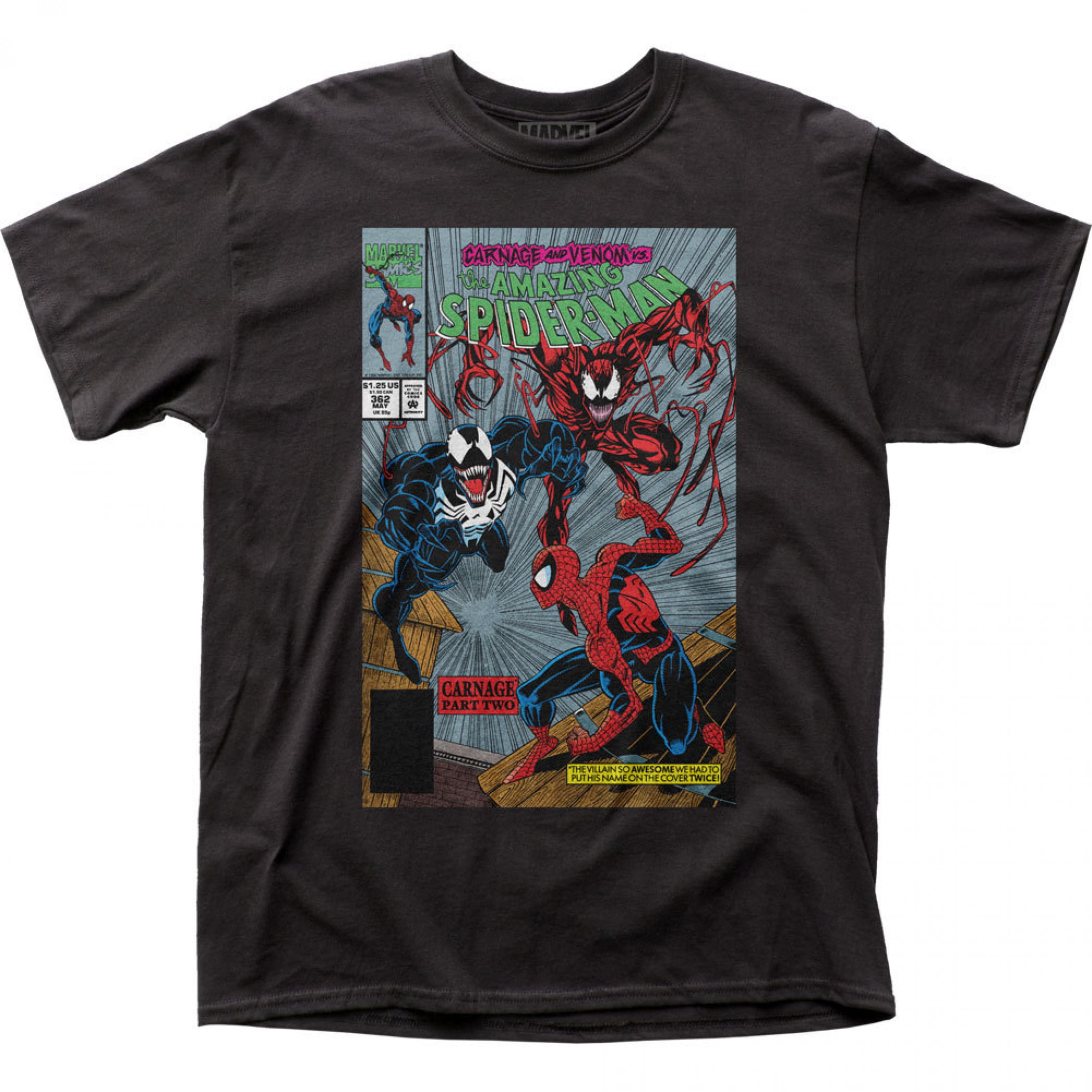 Spider-Man Venom vs Carnage Comic Cover Part Two T-Shirt-Small 