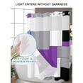 thumbnail image 4 of No Hook Shower Curtain with Snap in Liner,Abstract Splicing Purple White Grey Square Blocks Waterproof Bath Curtain Double Layers with See Through Top Window,Art Plaid Hotel Shower Curtains 36x72in, 4 of 9