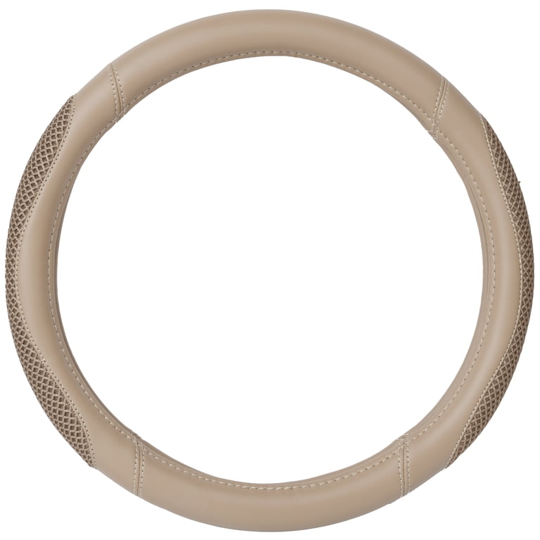 Auto Drive Beige Mesh Steering Wheel Cover, Universal Fit photo 1