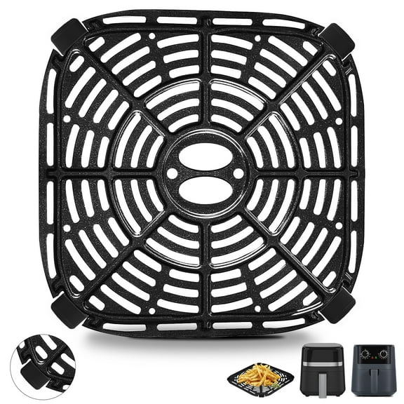 Air fryer Grill Pan for Purify 4QT Air Fryer, Upgrade 8×8 IN Air Fryer Replacement Parts Grill Plate Crisper Plate Accessories Tray Rack for Holstein Housewares 4.4QT Green Life 4.5QTAir