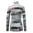 thumbnail image 2 of Made by Johnny Women's Print Long Sleeeve Turtleneck Sweater Knit Top L TEAL_BROWN, 2 of 6