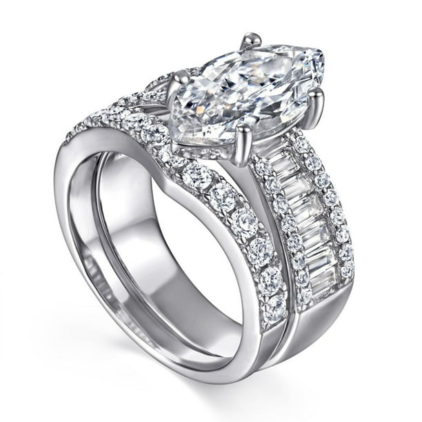 Anillo de plata pura S925, juego de anillos combinados de moda de alta gama para mujer, anillo de plata, anillo de compromiso para mujer