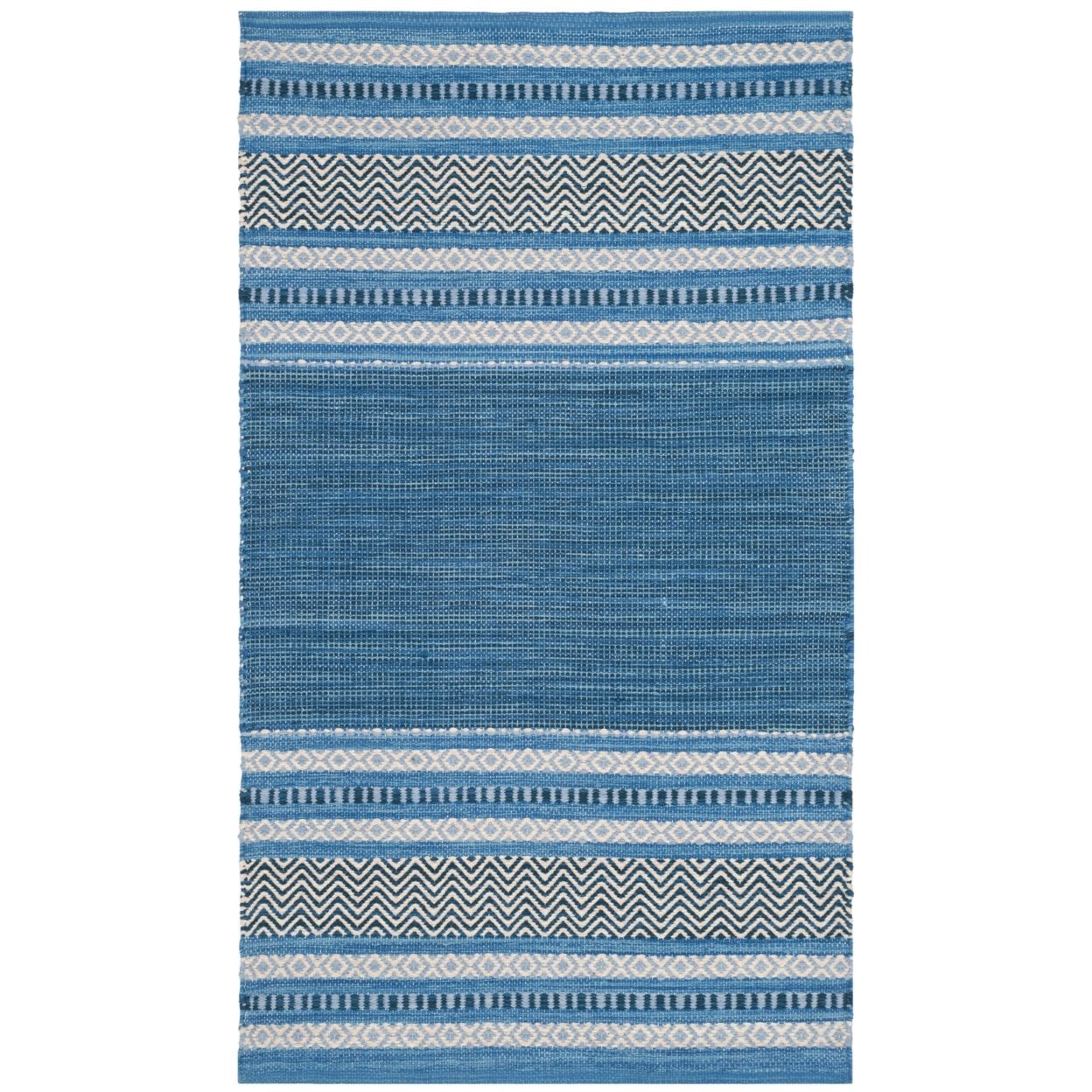 SAFAVIEH Montauk Jobeth Striped Cotton Area Rug, Blue/Grey, 9' x 12'