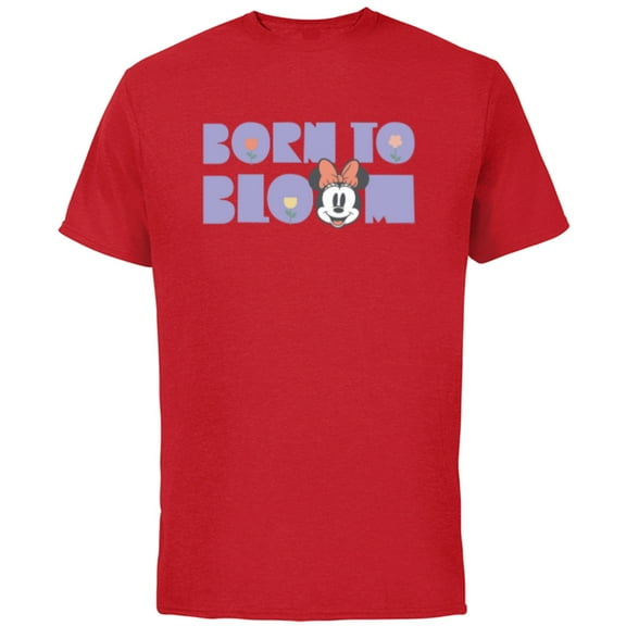 Disney Minnie Mouse Born to Bloom Springtime Flowers Retro - Short Sleeve Cotton T-Shirt for Adults - Customized-Red