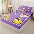 thumbnail image 3 of Manfei Floral Kitten Zipper Twin Comforter Sets with Fitted Sheet and 2 Pillowcases, Garden Cat Animal Zipper Bedding Set, Lavender Purple, Polkadot Reversible, 4 Pieces, 3 of 7