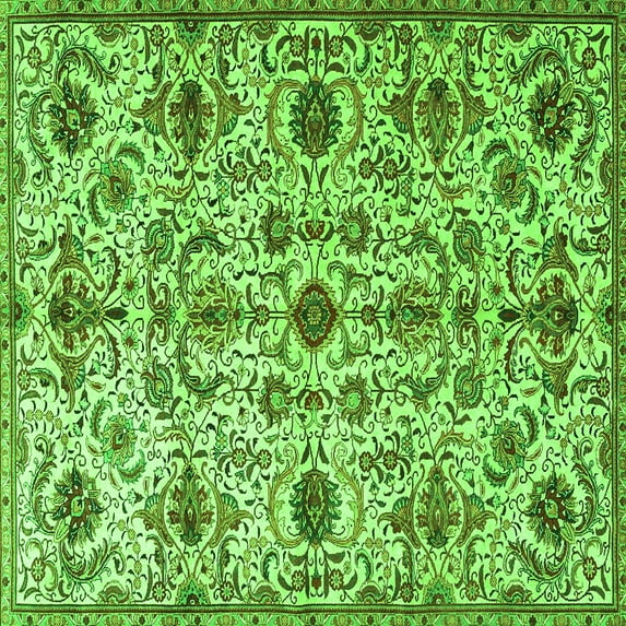 Ahgly Company Indoor Square Persian Green Traditional Area Rugs, 3' Square