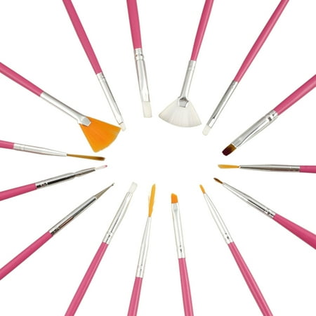 Zodaca 15 Pcs Pink Nail Art Design Brush Set Painting Pen Tips