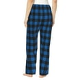 thumbnail image 3 of Naloa Blue Black Plaid Print Women’s Ultra-Soft Comfy Pajama Lounge Pants with Pockets & Drawstring, 3 of 8