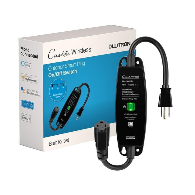 Enchufe inteligente para exteriores Lutron Caseta Smart Lighting PD-15OUT-BL